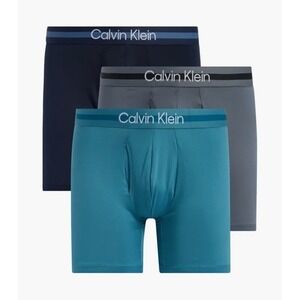 CALVIN KLEIN 3 Pack Microfiber‎ Stretch Boxer Briefs Blue Gray Sz M (32-34) NEW